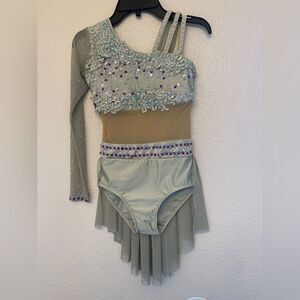 Glamorous Custom solo dance costume gray lyrical illusion LC-large child